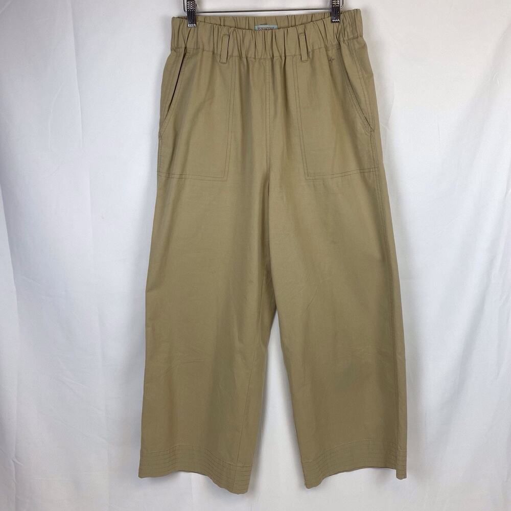 Voyageur By Mersea 100% Cotton Pants Wide Leg Pockets Elastic Waist Size M